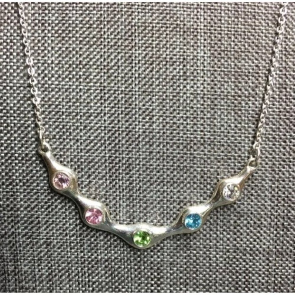 NRT Silver Rhinestone Necklace Barbie Pink Blue Green Yellow Retro Soft Girl